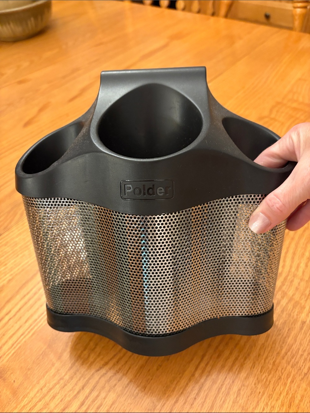 Polder Black & Silver Mesh Multi-Compartment Countertop Organizer